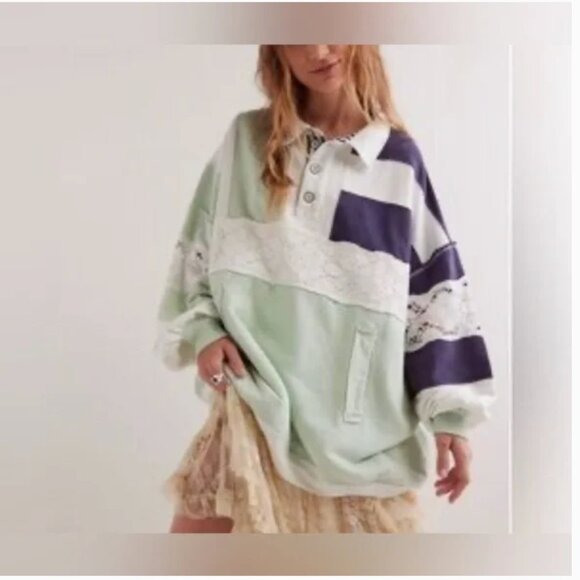 Free People We The Free American Dream Polo pullover size XS - Picture 1 of 11